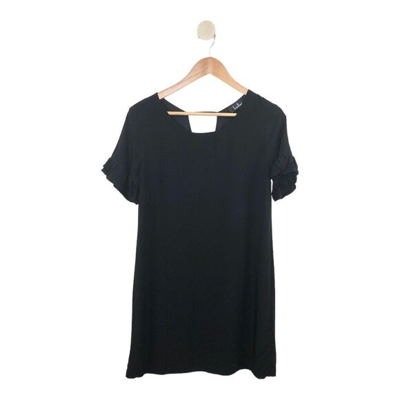 Lulus Women’s Short Sleeve Cutout Chic of Perfection Black Shift Dress Size S - Picture 5 of 14